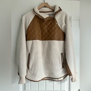 Abercrombie & Fitch Cream and Brown Fleece Pullover